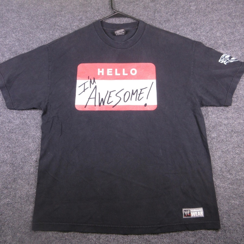 Y2K WWE Shirt Mens XL Black Hello I'm Awesome The Miz Graphic T Shirt Wrestling